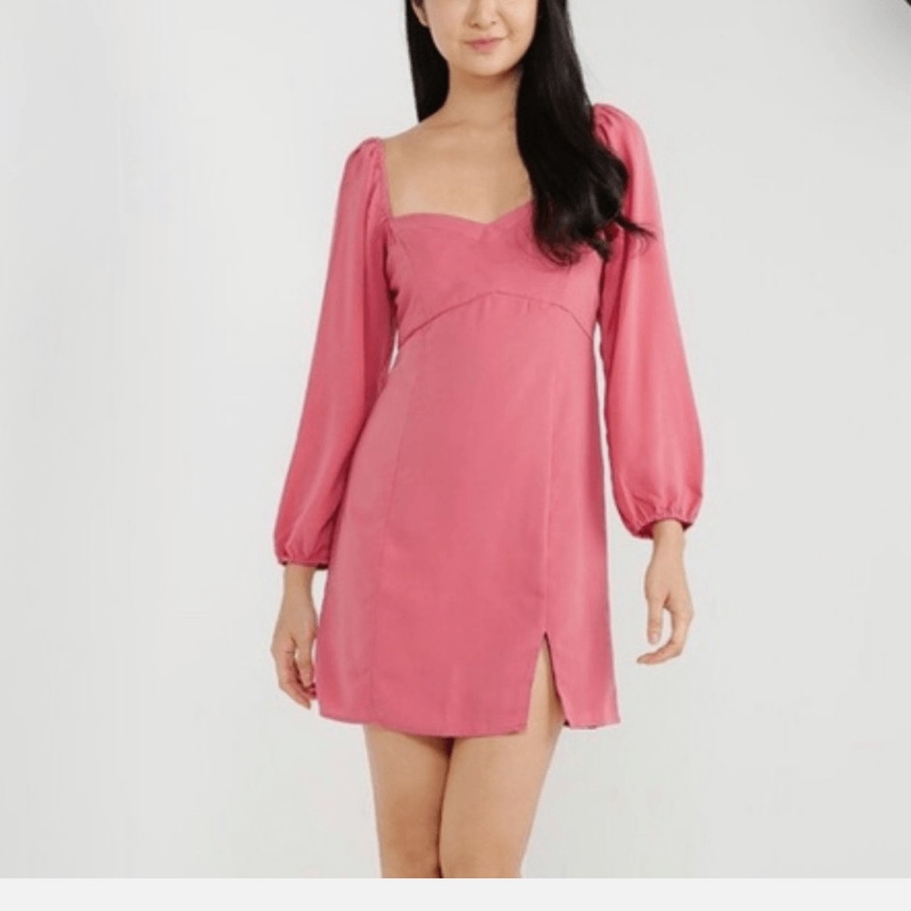 NWT Abercrombie & Fitch Pink Long Sleeve Corset Seamed Smocked Back Dress Size S